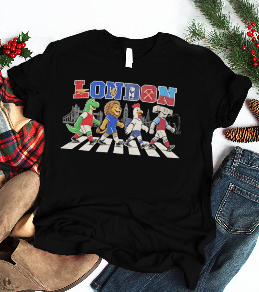 London Abbey Road Football Mascots Spurs Arsenal Chelsea West Ham T-Shirt