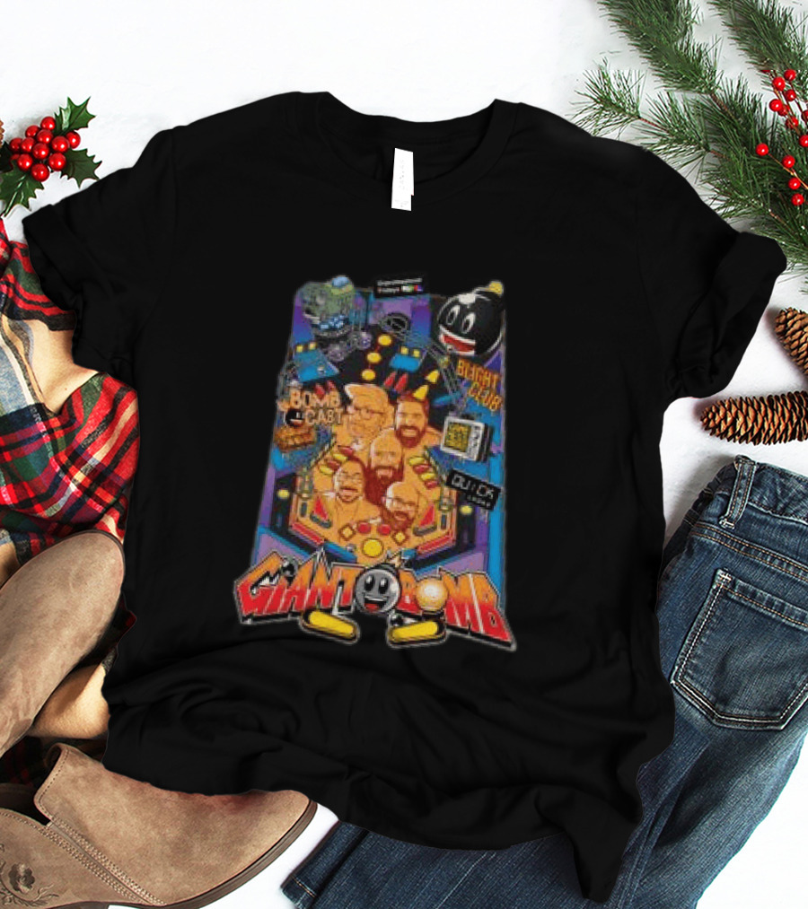 Giant Bomb Pinball Blight Club Quick Looks Bomb Cabinet Retro Arcade T-Shirt