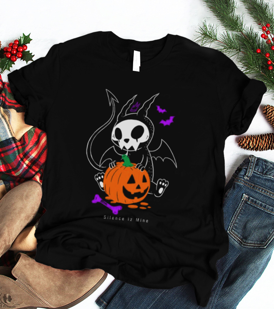 Silence Iz Mine Sim Store Rolling Cradle Black Purple Halloween Characters Pumpkin Bats T-Shirt