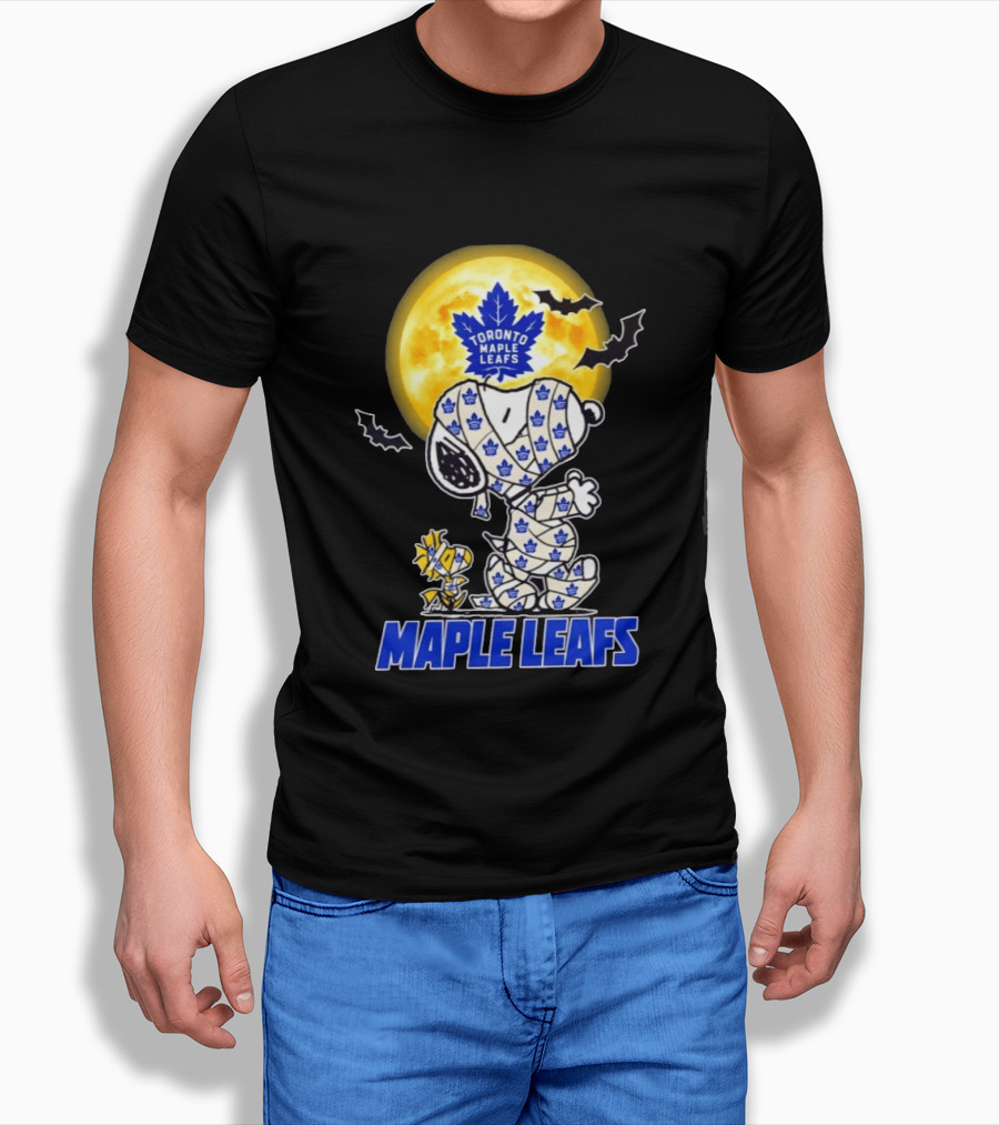 Toronto Maple Leafs Snoopy Woodstock Mummy Halloween Collaboration T-Shirt