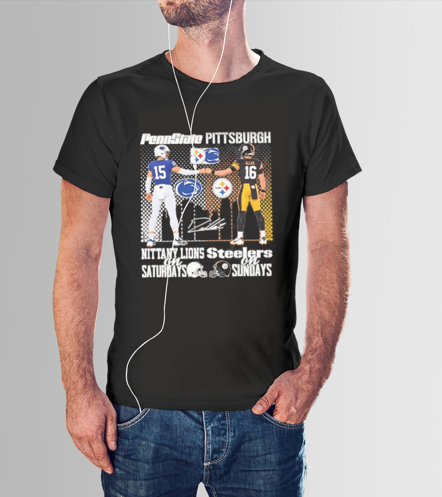 Penn State Nittany Lions Saturdays Pittsburgh Steelers Sundays Skyline Football Rivalry T-Shirt