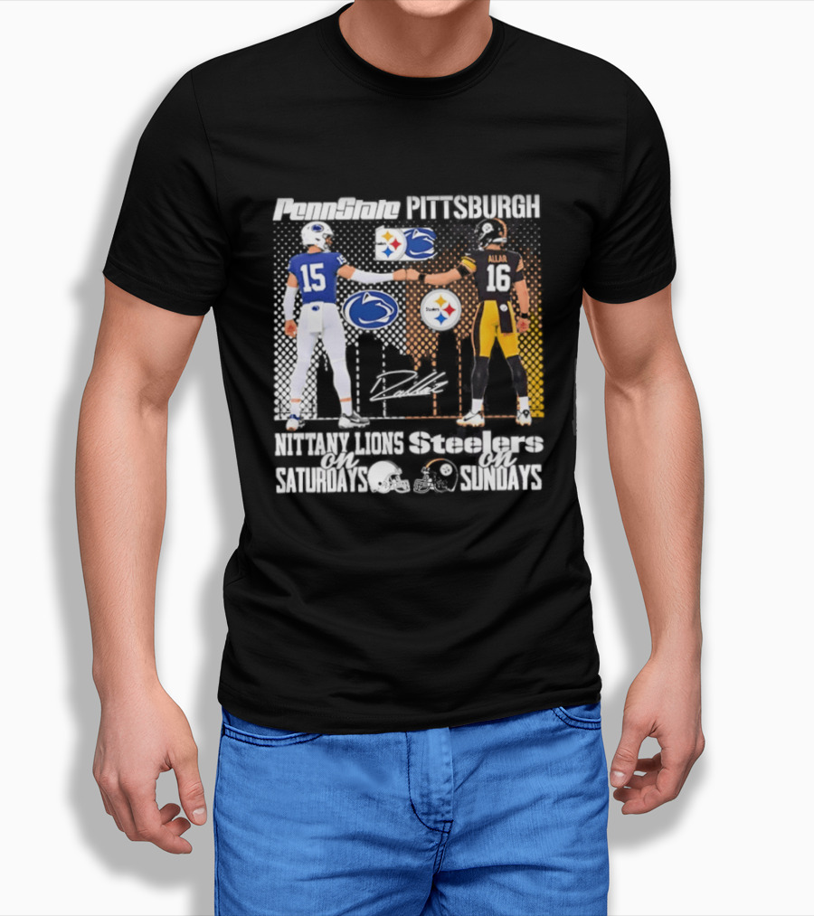Penn State Nittany Lions Saturdays Pittsburgh Steelers Sundays Skyline Football Rivalry T-Shirt