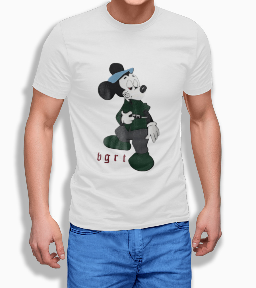 BGRT Cartoon Mouse Green Jacket Syringe Cigarette T-Shirt