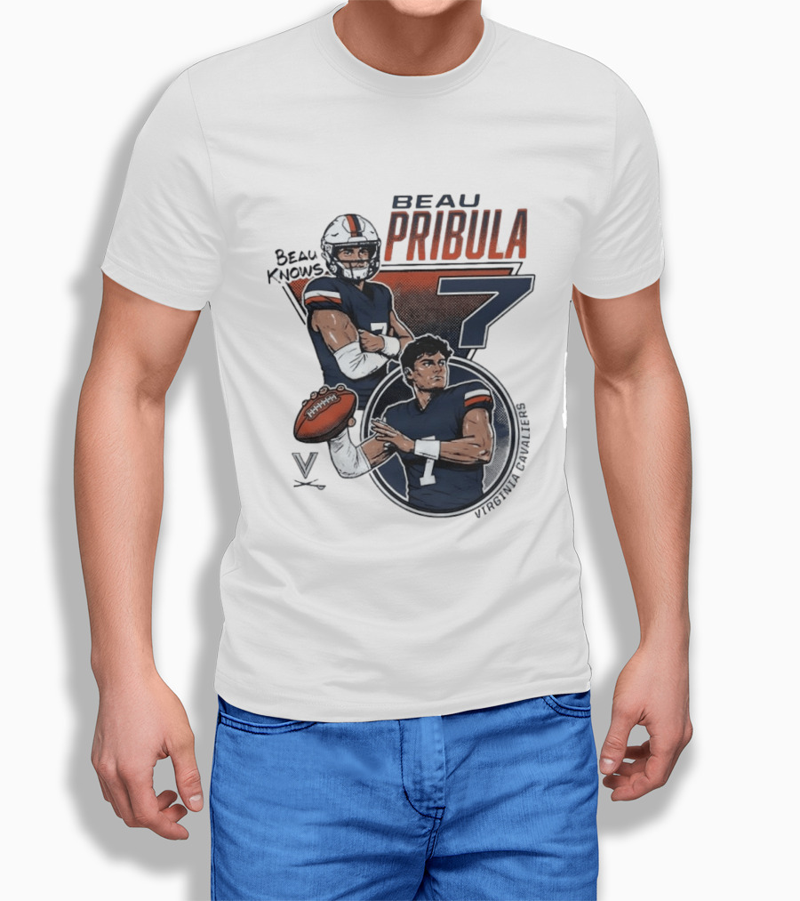 Beau Pribula No 7 Virginia Cavaliers Football Beau Knows T-Shirt