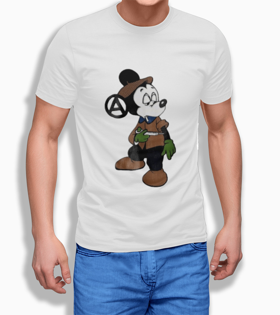 Bootleg Halftone Cartoon Mouse Anarchy Syringe T-Shirt