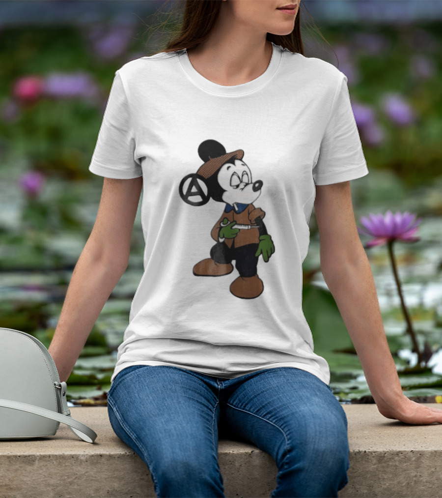 Bootleg Halftone Cartoon Mouse Anarchy Syringe T-Shirt
