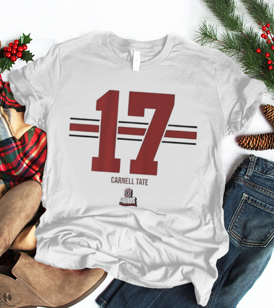 Ohio State Buckeyes Carnell Tate 17 Stripe Football T-Shirt