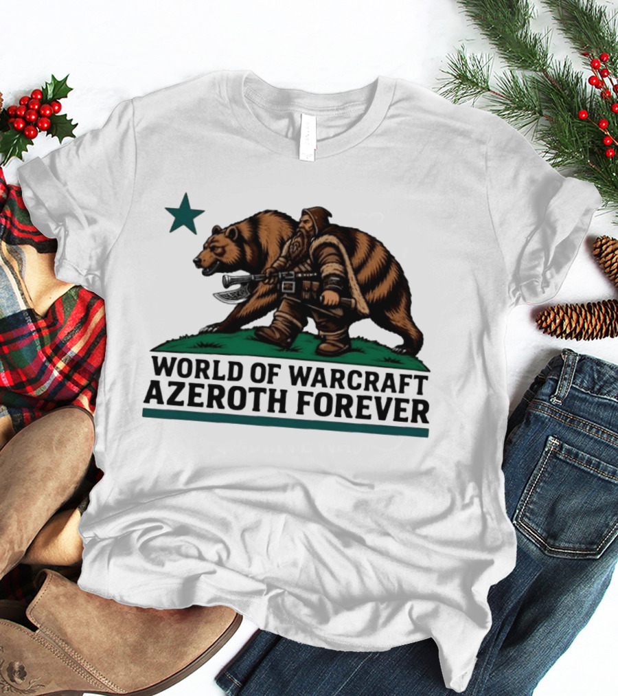 World Of Warcraft Azeroth Forever Dwarf With Bear Companion T-Shirt