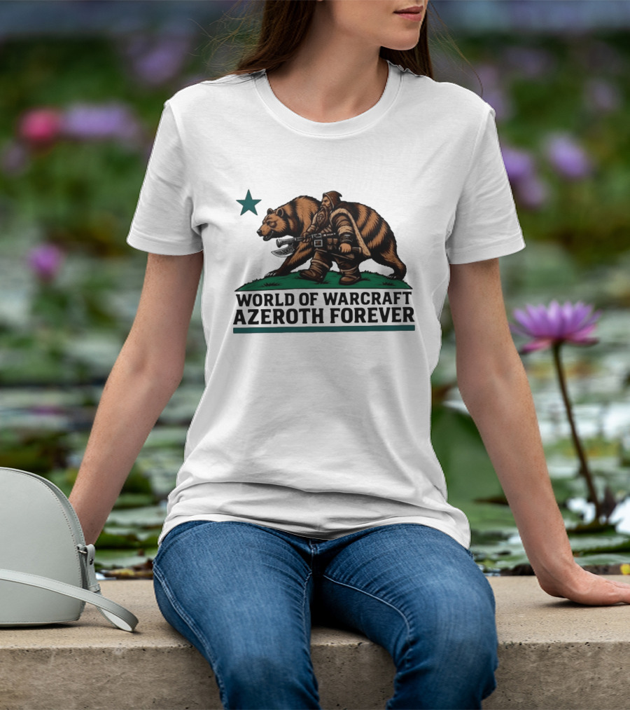 World Of Warcraft Azeroth Forever Dwarf With Bear Companion T-Shirt