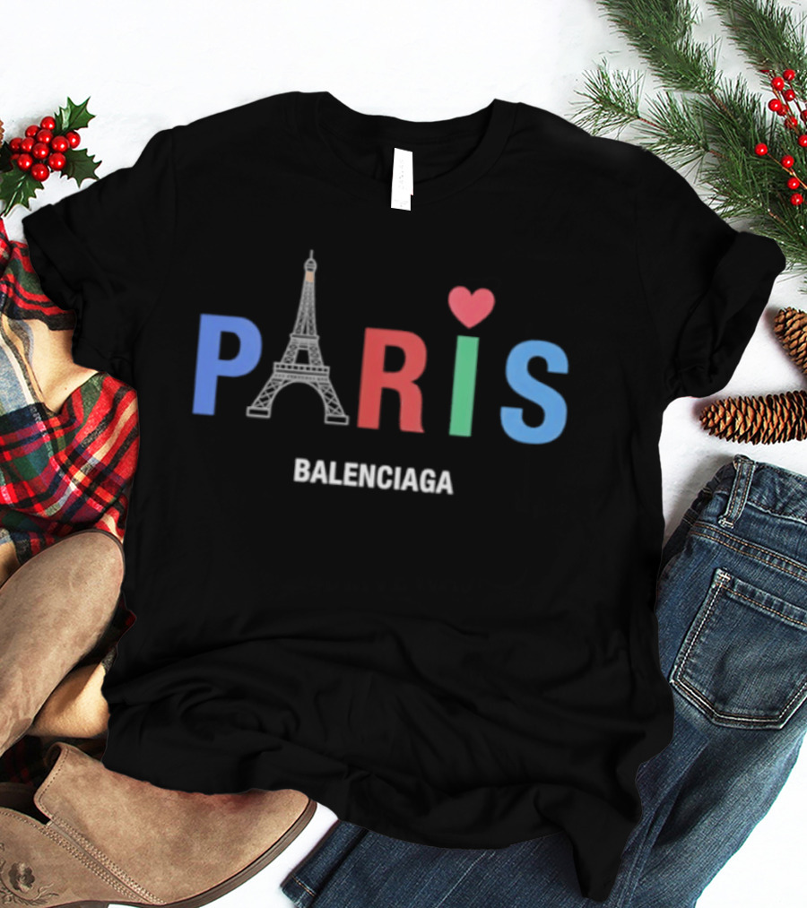 Balenciaga Paris Eiffel Tower Heart T-Shirt