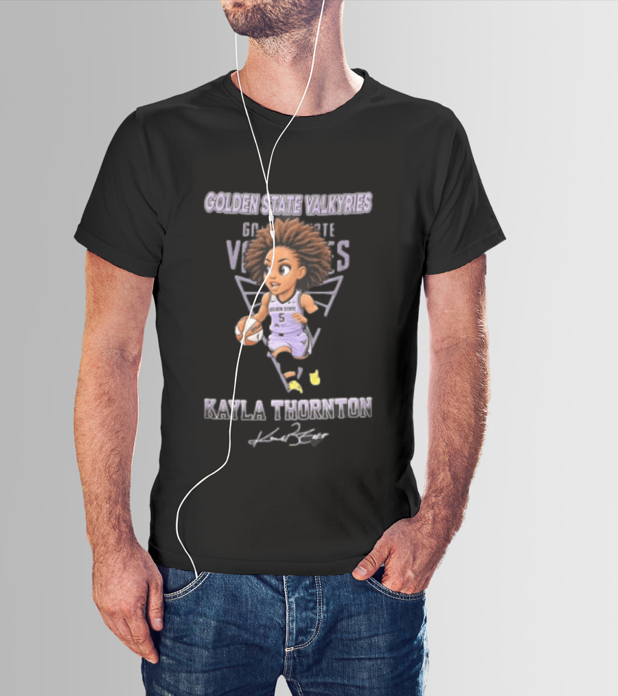 Golden State Valkyries Kayla Thornton Cartoon Caricature Dribbling Basketball WNBA T-Shirt
