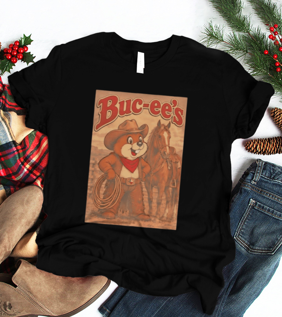 Buc Ee's Cowboy Western Sunset Horse And Lasso T-Shirt