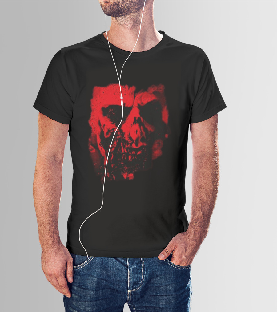 Heavy Spoilers Shop Infected Skull Horror Face T-Shirt