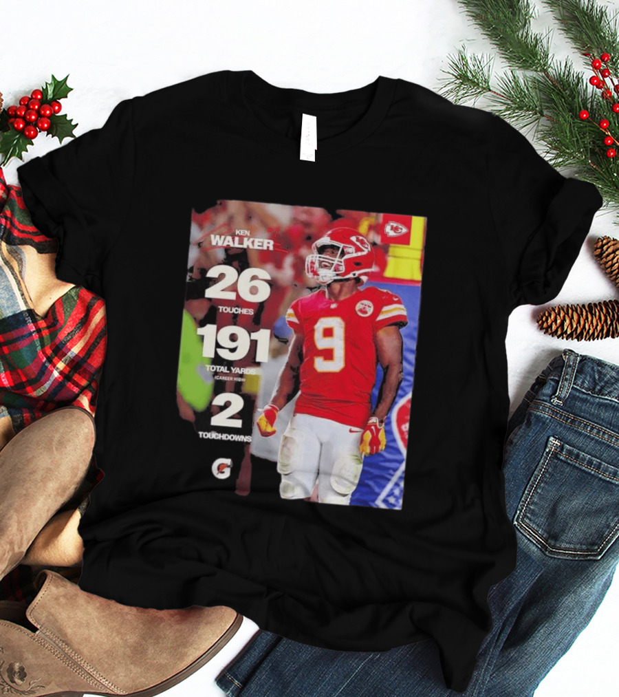 Ken Walker Kansas City Chiefs Career High 26 Touches 191 Total Yards 2 Touchdowns T-Shirt
