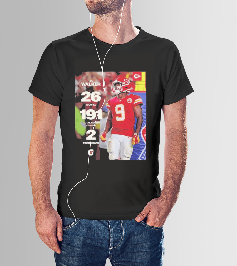 Ken Walker Kansas City Chiefs Career High 26 Touches 191 Total Yards 2 Touchdowns T-Shirt