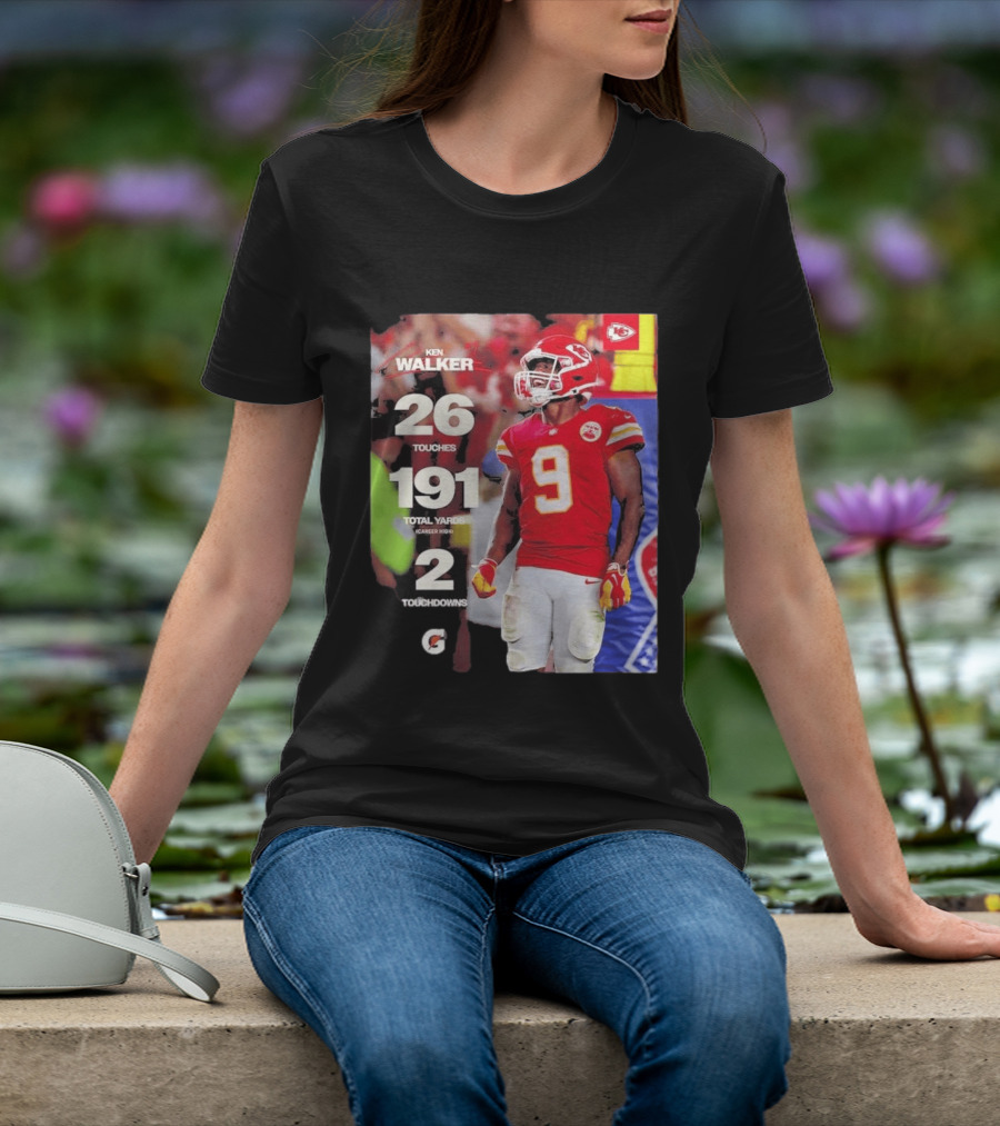 Ken Walker Kansas City Chiefs Career High 26 Touches 191 Total Yards 2 Touchdowns T-Shirt