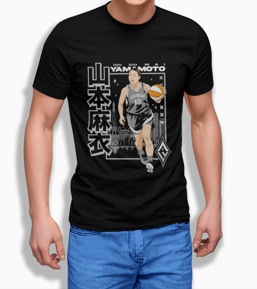 Las Vegas Aces Mai Yamamoto Anime Basketball City Skyline T-Shirt