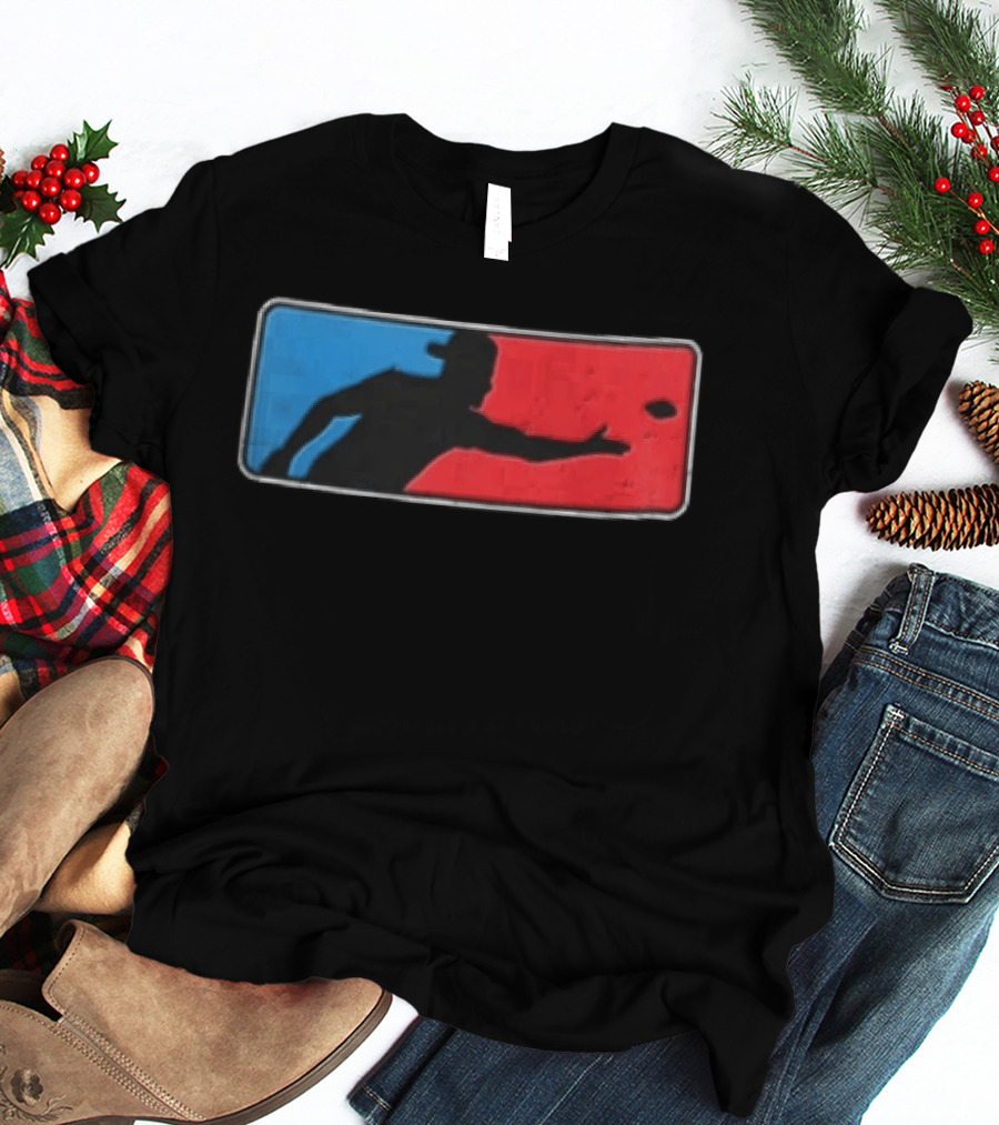 Distressed Red Blue Disc Golf Throwing Silhouette Sports Ultimate T-Shirt