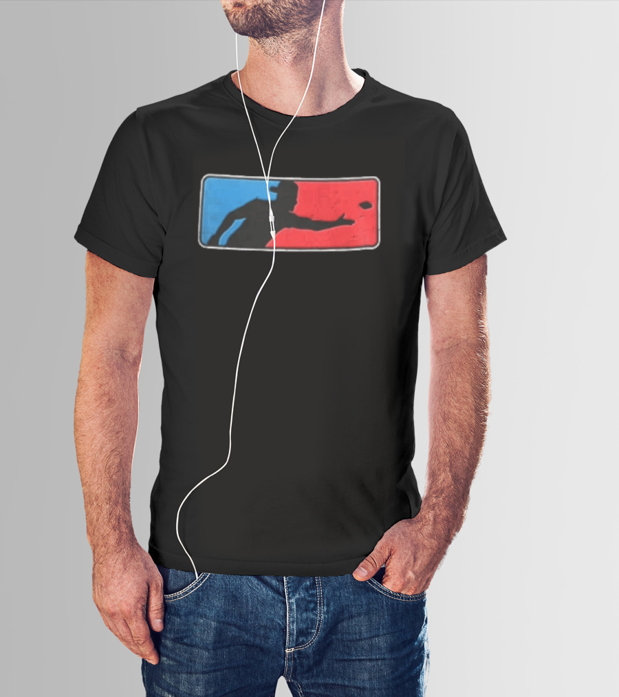 Distressed Red Blue Disc Golf Throwing Silhouette Sports Ultimate T-Shirt