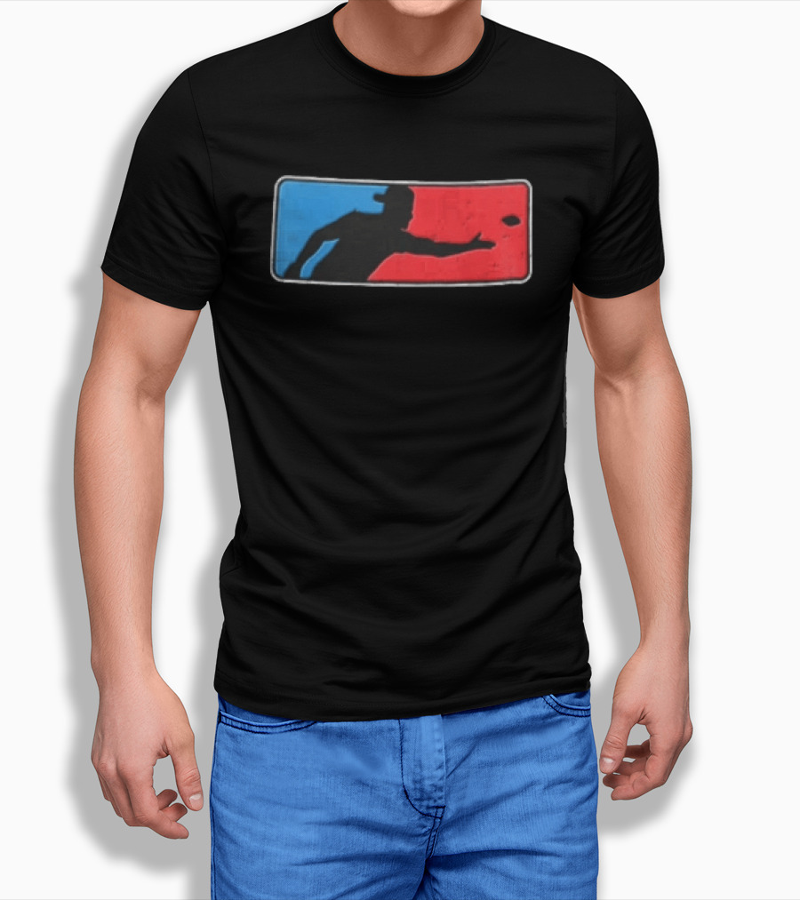 Distressed Red Blue Disc Golf Throwing Silhouette Sports Ultimate T-Shirt