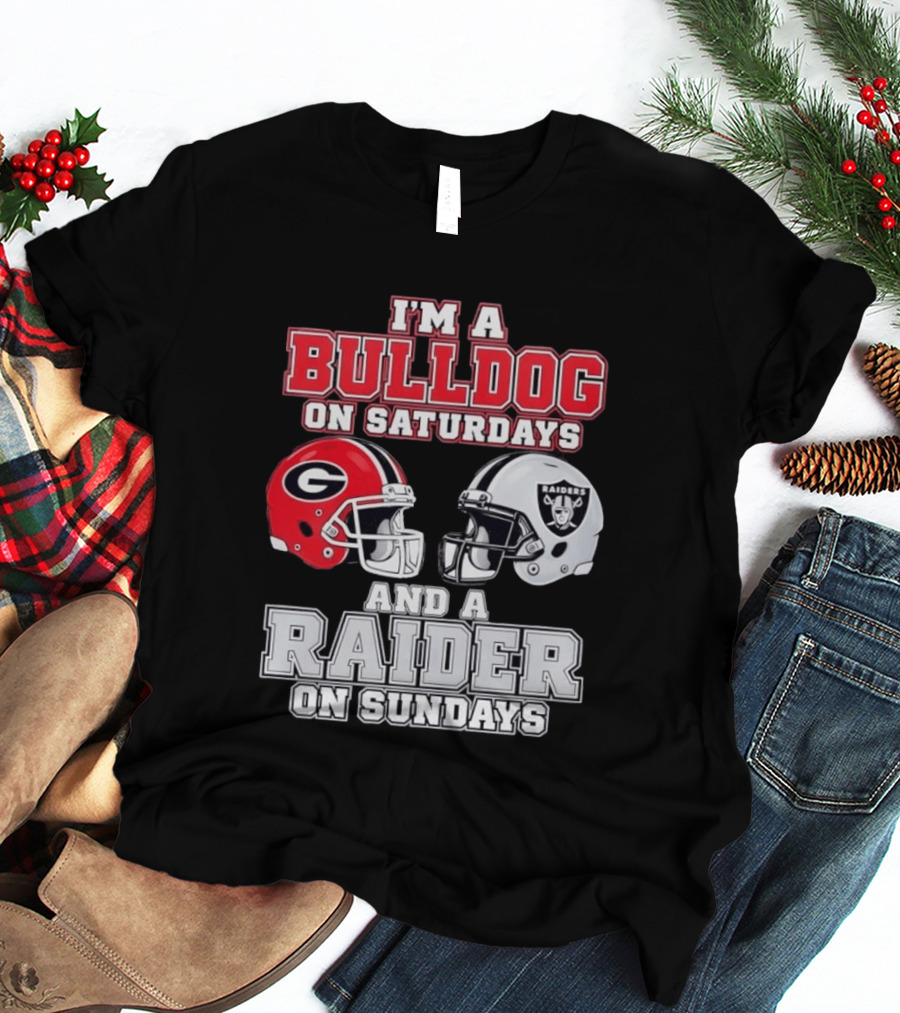 I'm A Bulldog On Saturdays And A Raider On Sundays Georgia G Helmet Raiders Helmet T-Shirt