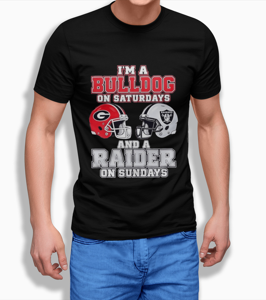 I'm A Bulldog On Saturdays And A Raider On Sundays Georgia G Helmet Raiders Helmet T-Shirt