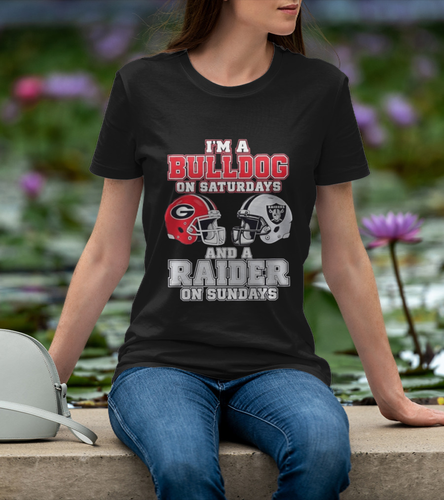 I'm A Bulldog On Saturdays And A Raider On Sundays Georgia G Helmet Raiders Helmet T-Shirt