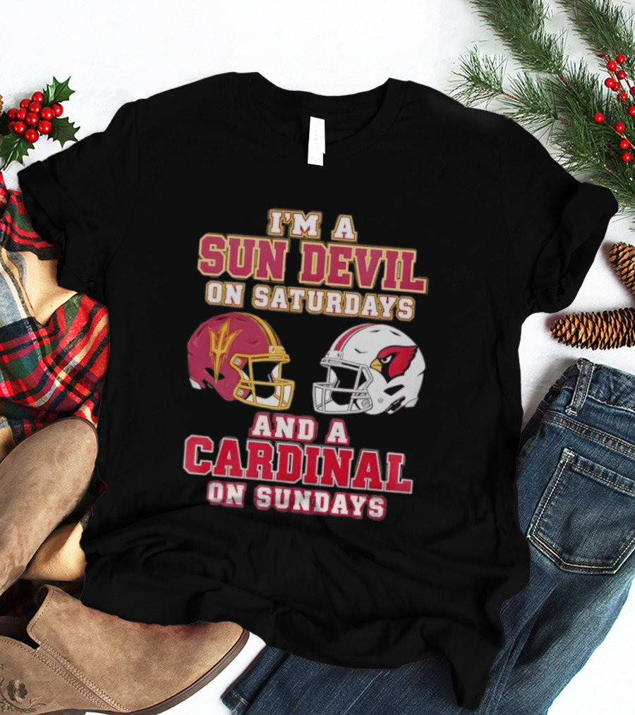 I'm A Sun Devil On Saturdays And A Cardinal On Sundays Helmet T-Shirt