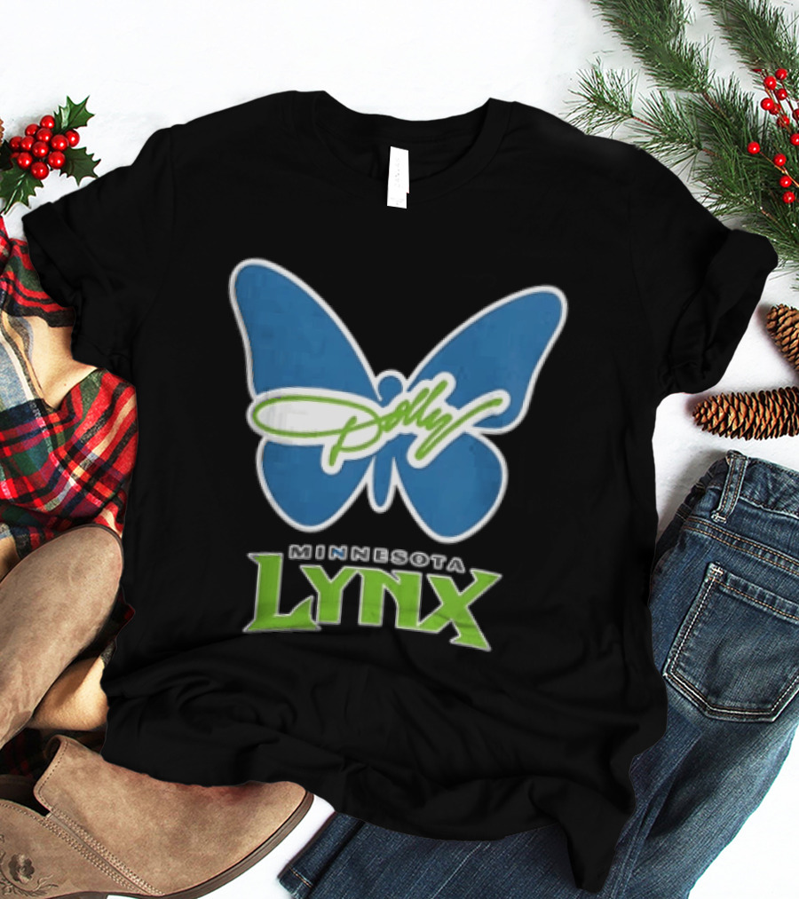 Minnesota Lynx WNBA Blue Butterfly Dolly Green Script T-Shirt
