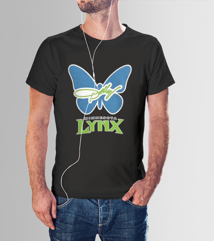 Minnesota Lynx WNBA Blue Butterfly Dolly Green Script T-Shirt