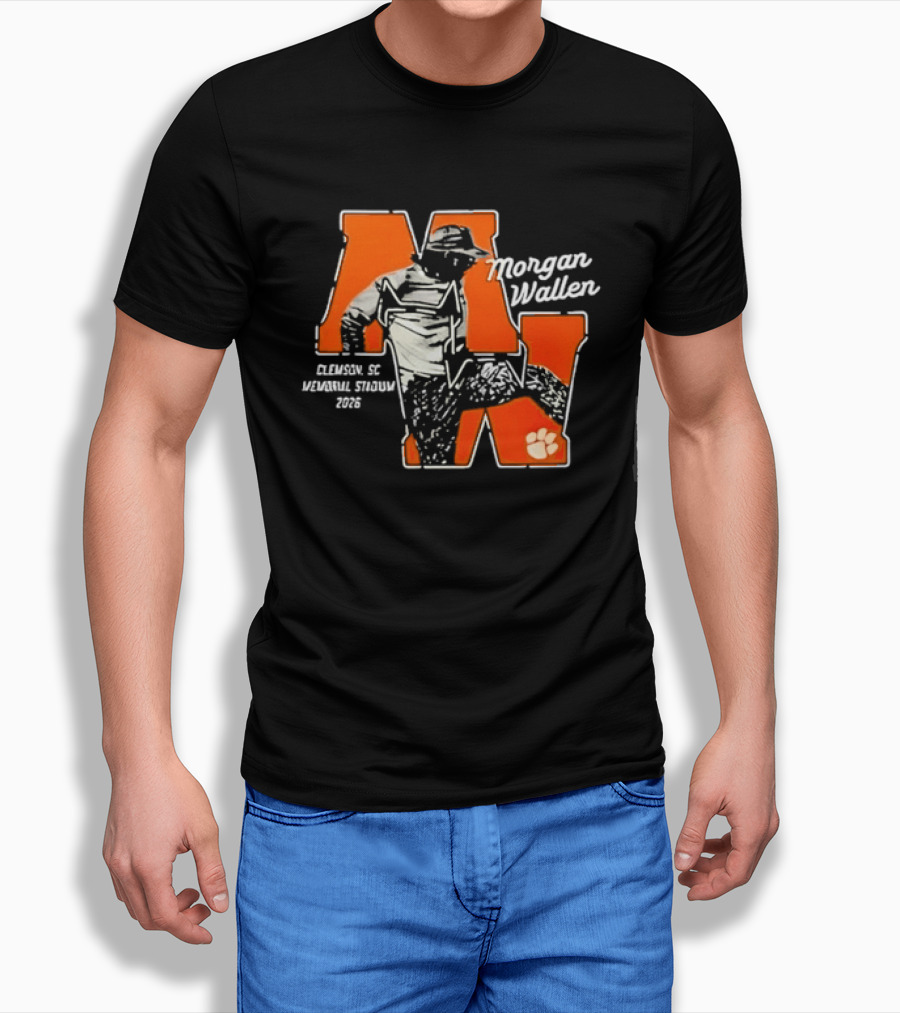 Morgan Wallen Clemson SC Memorial Stadium 2026 Tour Concert Tiger Paw T-Shirt