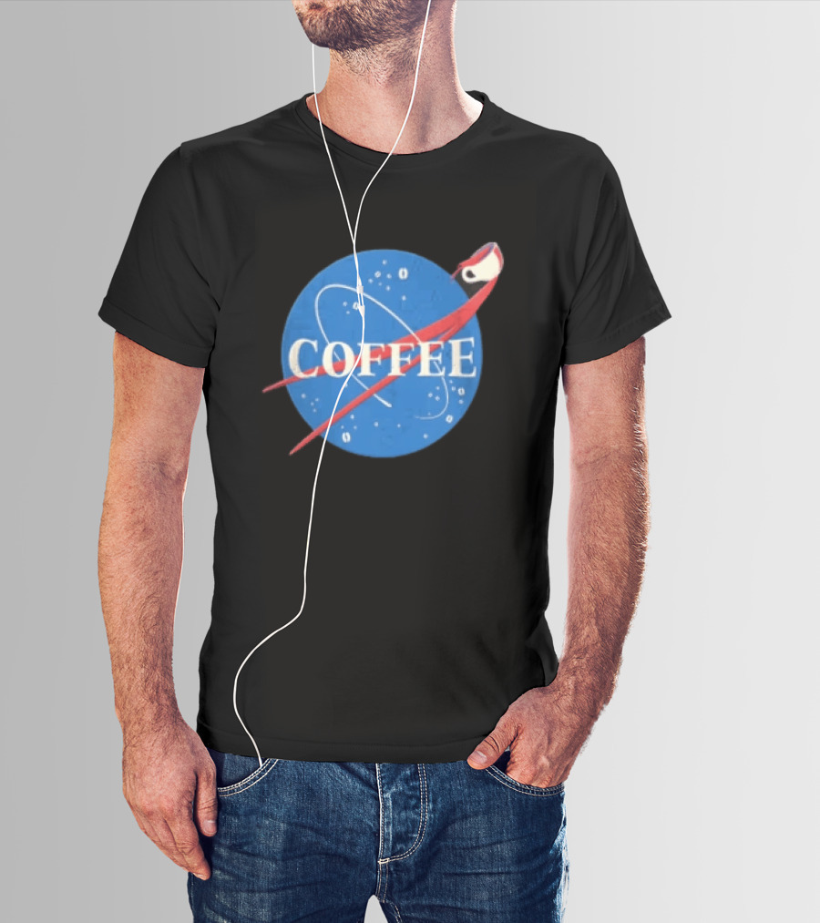 Nasa Coffee Meatball Spilling Cup Orbit Beans Distressed T-Shirt