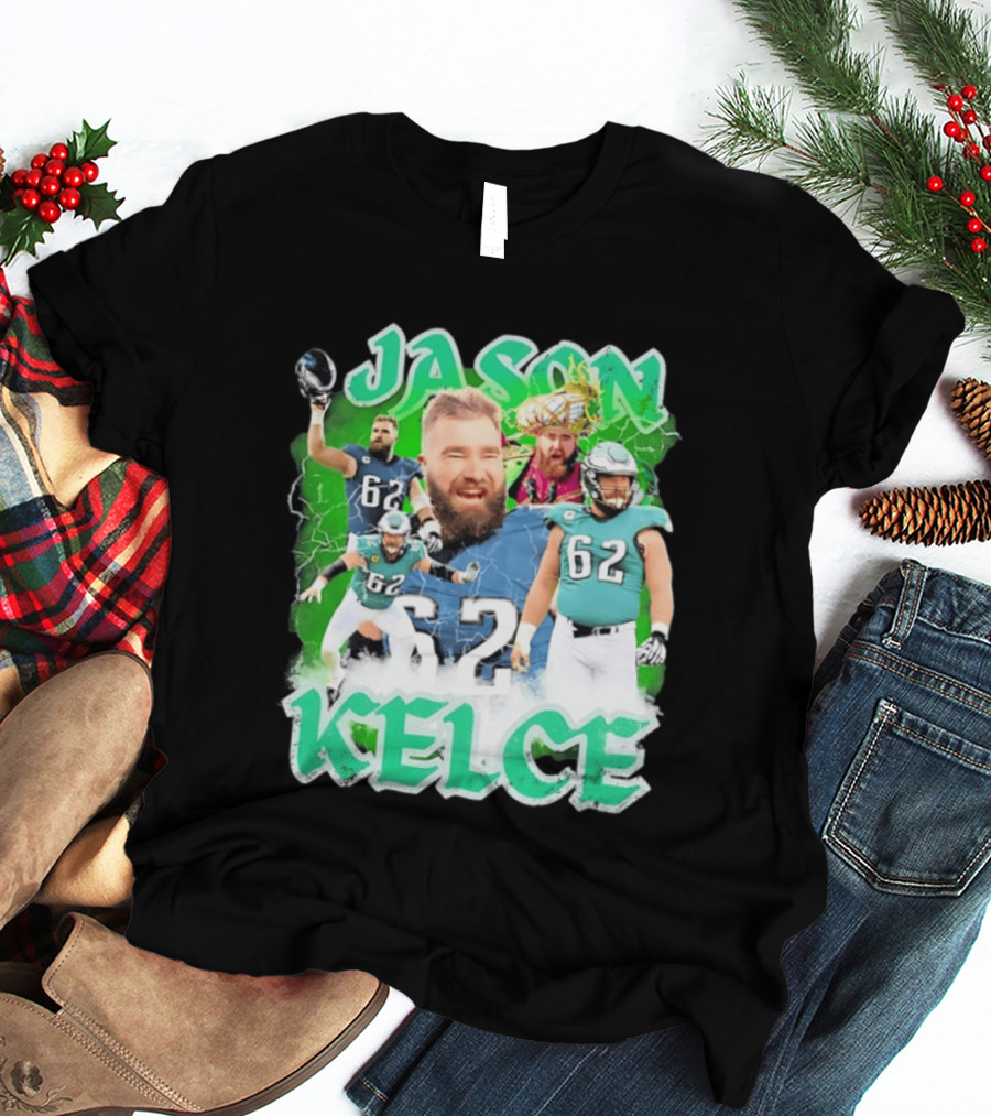 Jason Kelce 62 Philadelphia Eagles Vintage Style Football Fan T-Shirt