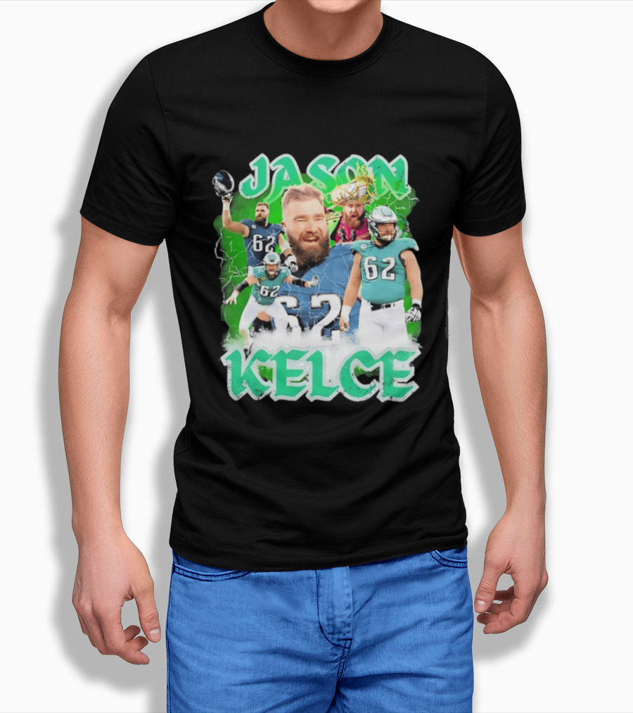 Jason Kelce 62 Philadelphia Eagles Vintage Style Football Fan T-Shirt