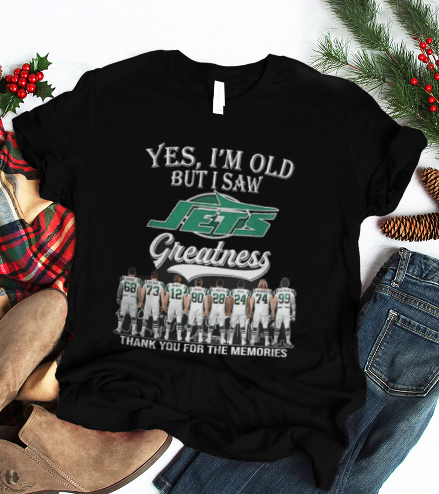 New York Jets Yes I'm Old But I Saw Greatness Thank You For The Memories Mawae Klecko Players Back View T-Shirt