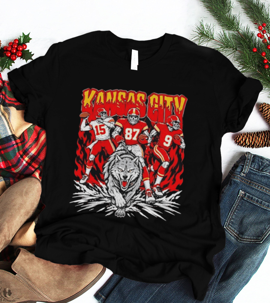 Kansas City Chiefs 15 87 9 Players With Wolf T-Shirt