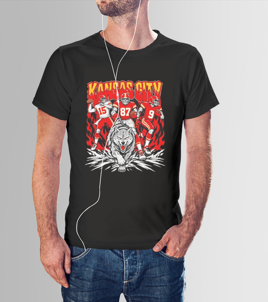 Kansas City Chiefs 15 87 9 Players With Wolf T-Shirt