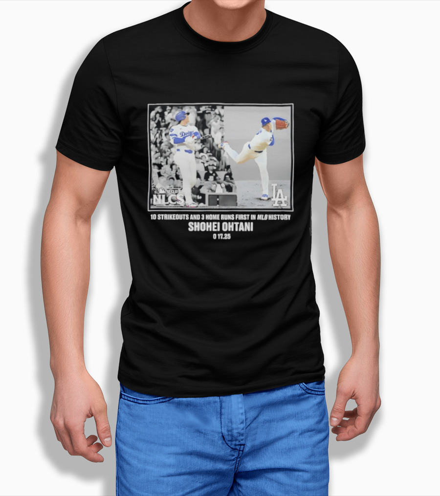 Shohei Ohtani Los Angeles Dodgers 2025 NLCS 10 Strikeouts 3 Home Runs MLB History T-Shirt