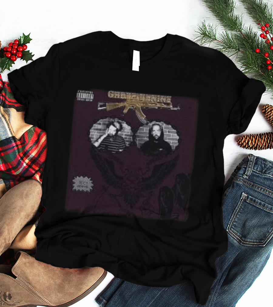 Suicideboy Store Stop Staring At The Shadows Album Cover G.R.E.Y.G.O.D.S Parental Advisory Explicit Content T-Shirt