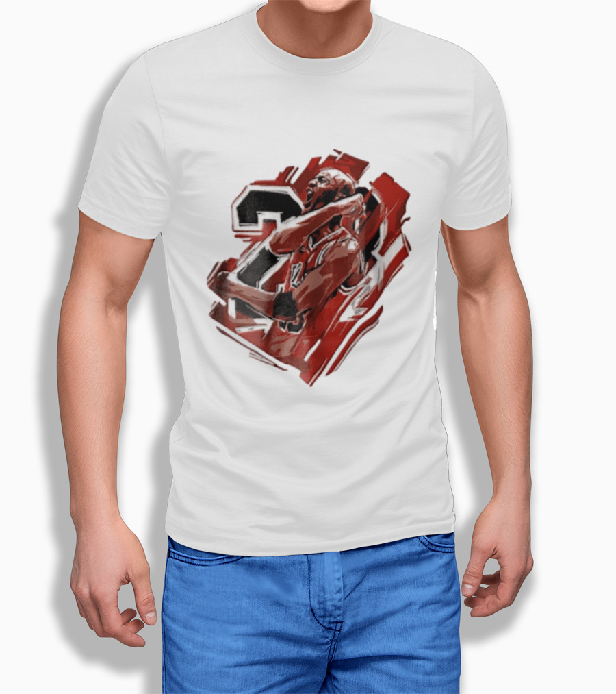 Basketball Player Number 23 Celebration Red Brushstrokes T-Shirt
