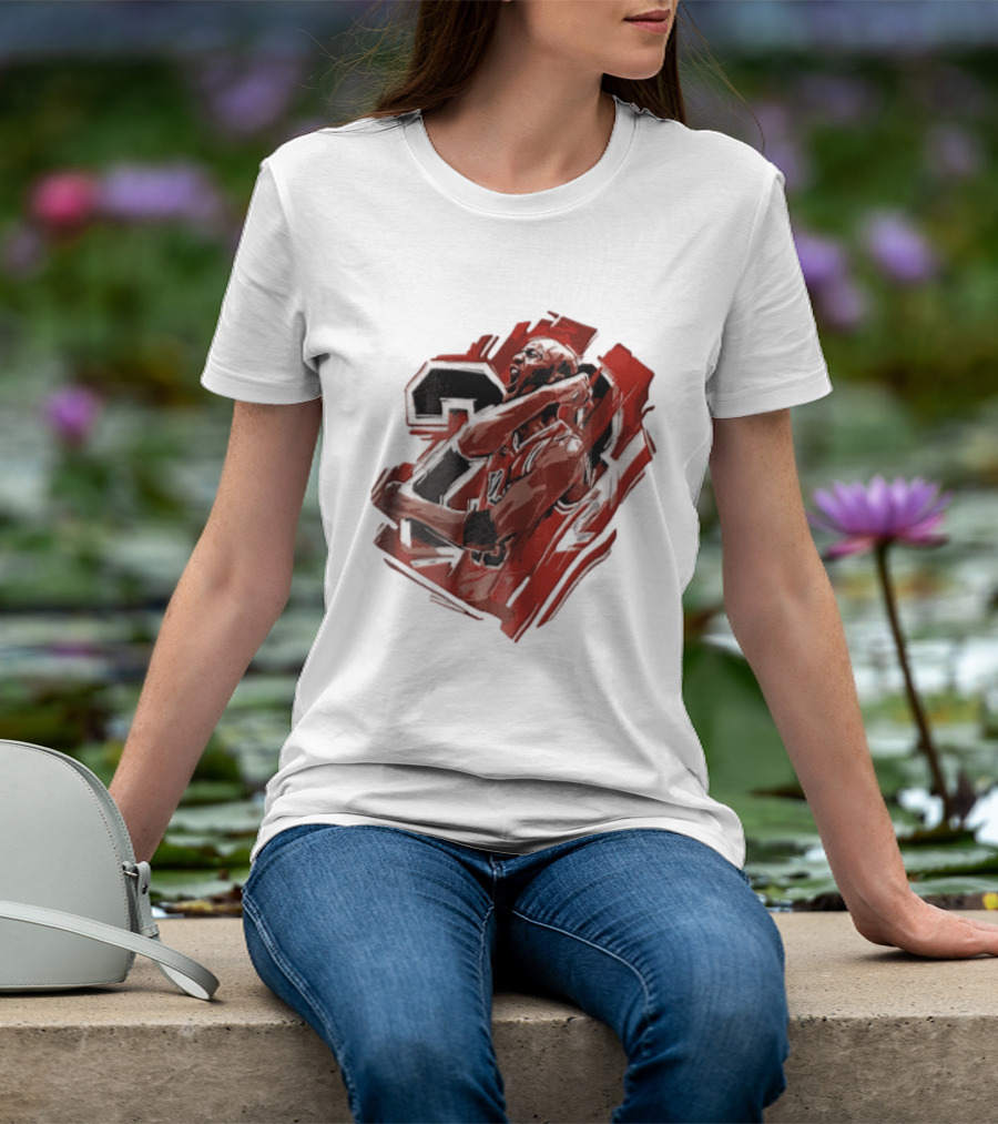 Basketball Player Number 23 Celebration Red Brushstrokes T-Shirt