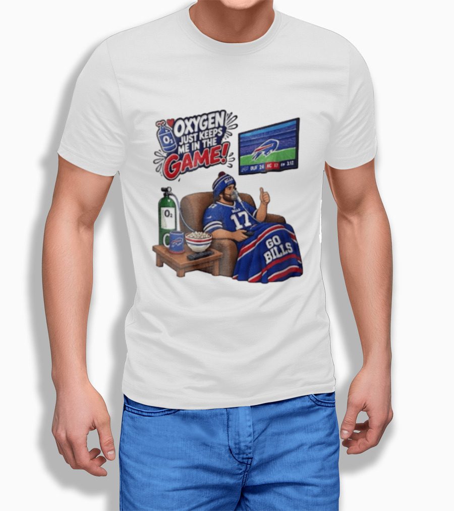 Buffalo Bills Oxygen Just Keeps Me In The Game Go Bills Cartoon Man Ing TV T-Shirt