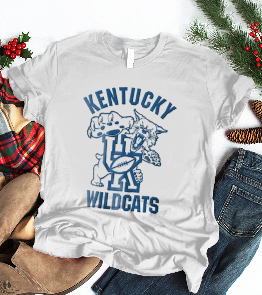 Kentucky Wildcats Roaring Big Paw Monogram UK Football T-Shirt