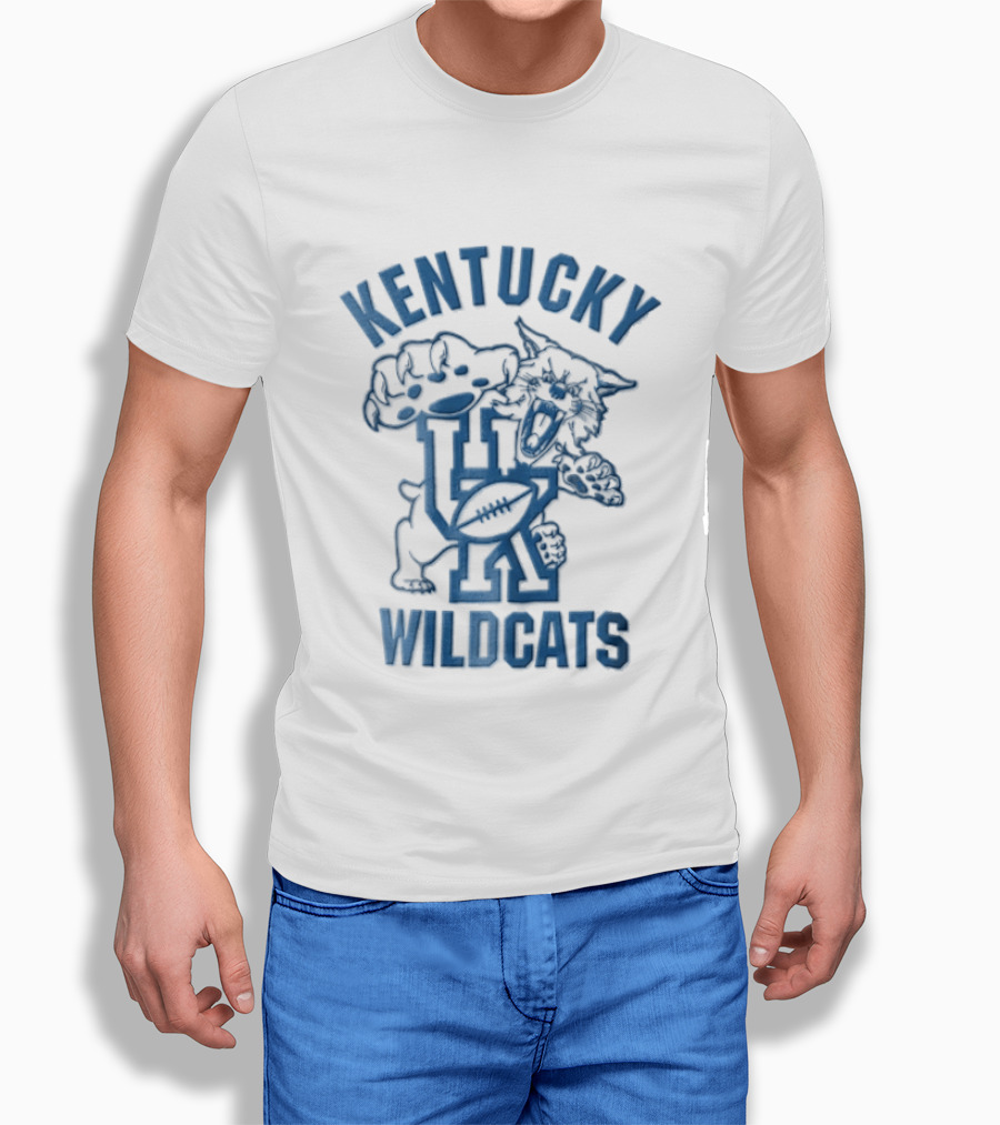 Kentucky Wildcats Roaring Big Paw Monogram UK Football T-Shirt