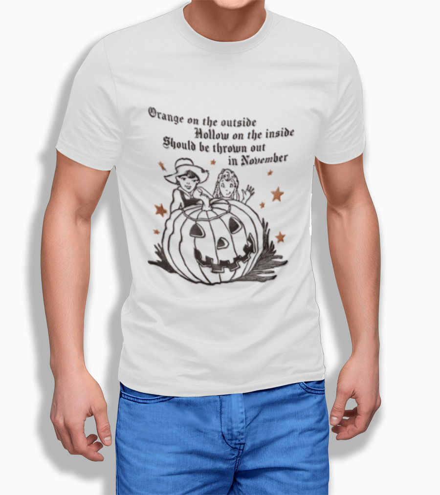 Orange On The Outside Hollow On The Inside Should Be Thrown Out In November Pumpkin Stars T-Shirt