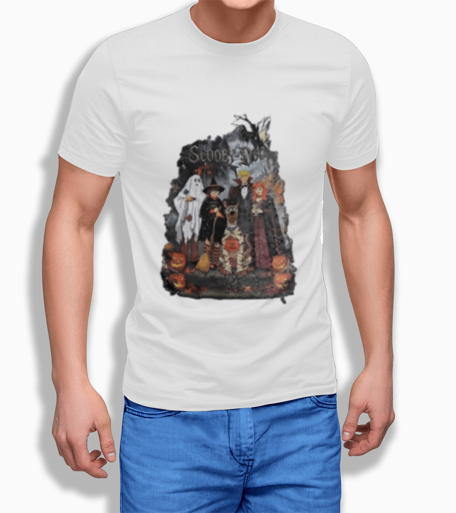 Scooby Doo Halloween Costume Party With Witch Ghost Vampire Pumpkin T-Shirt