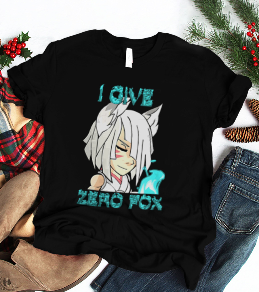 I Give Zero Fox White Hair Kitsune Blue Flame T-Shirt