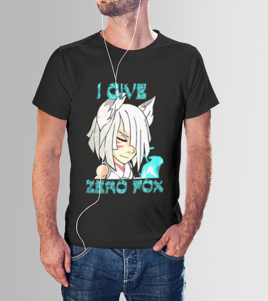 I Give Zero Fox White Hair Kitsune Blue Flame T-Shirt