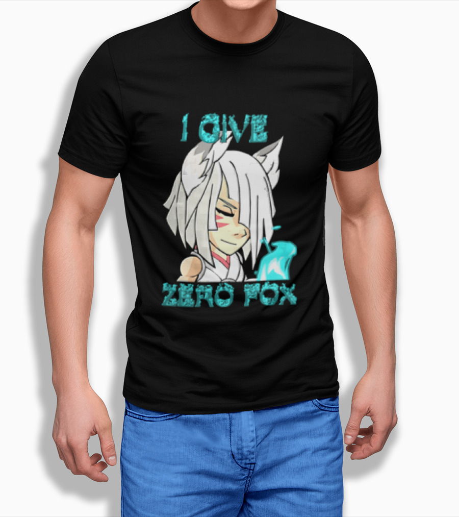 I Give Zero Fox White Hair Kitsune Blue Flame T-Shirt
