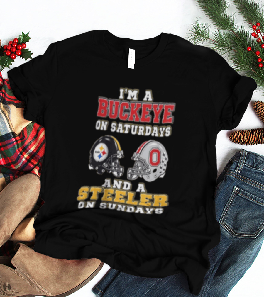 Ohio State Buckeye Saturdays Pittsburgh Steeler Sundays Fan T-Shirt